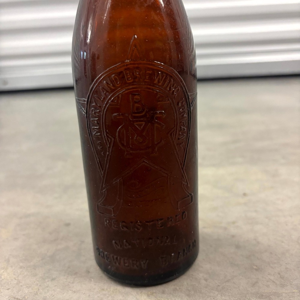 Antique Maryland Brewing Co National Brewery Branch Embossed Amber Bottle 9.5"